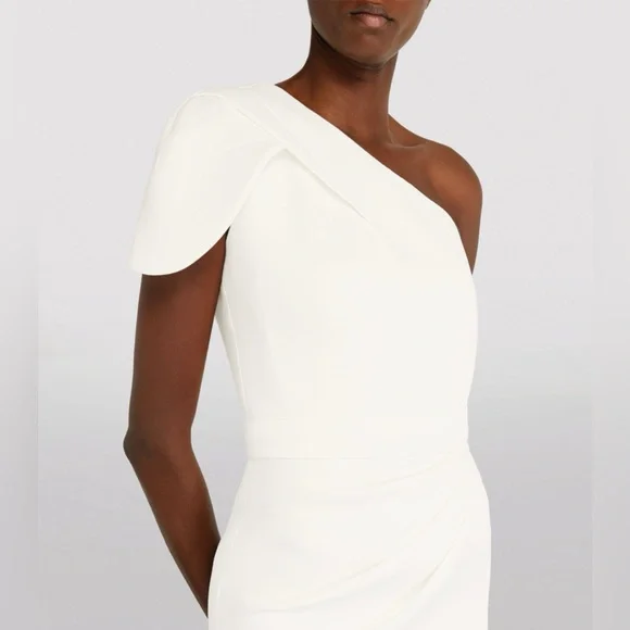 Jovani Women's White One Shoulder Side Pleat Fit Bodice Gown Dress Size 2 - Picture 6 of 8